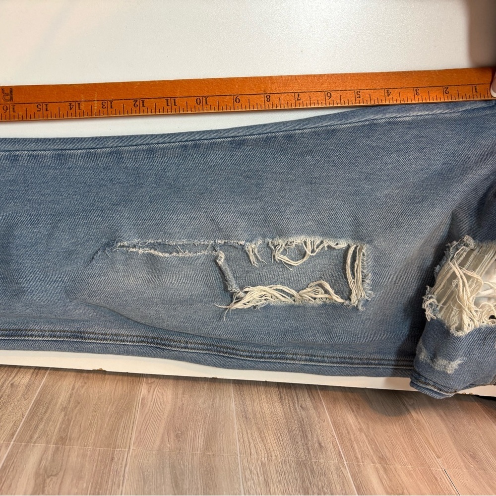 Mod Ref Blue Denim Distressed Overalls Bibs - Picture 12 of 12